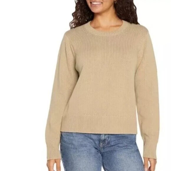 NEW Gap Women's XL Beige Cotton Sweater Crewneck Pullover - Picture 1 of 10